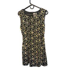 Coconinno Black & Gold Floral Dress Sleeveless Medium